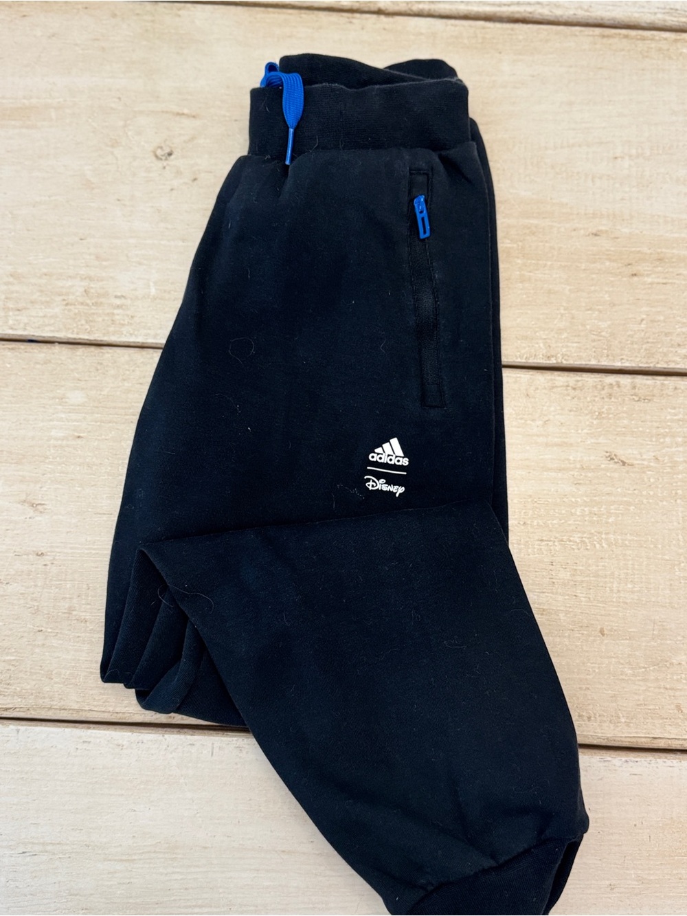 adidas Black Jogger Sweatpants with Blue Accents - Kids